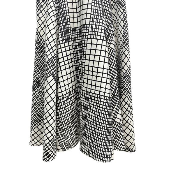 L.K. Bennett Sleeveless Fit & Flare Dress Black White Grid Print size 2 - Picture 3 of 6